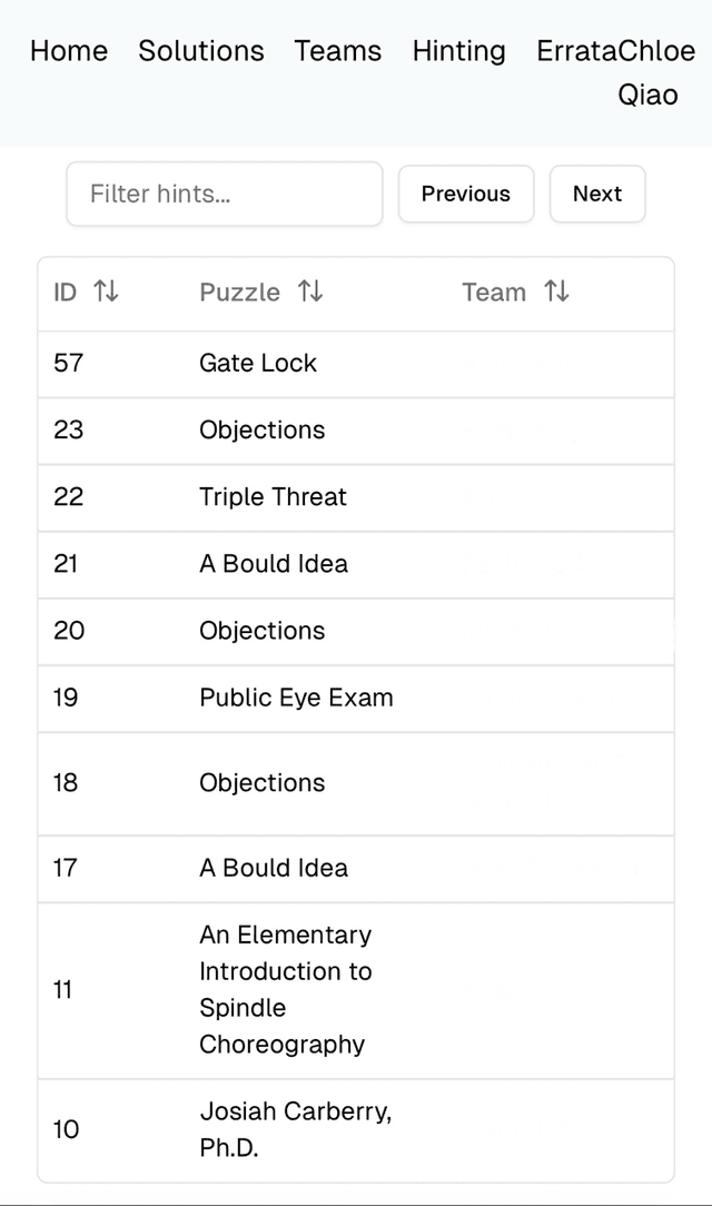 The hinting page on mobile